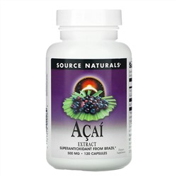 Source Naturals, экстракт асаи, 500 мг, 120 капсул