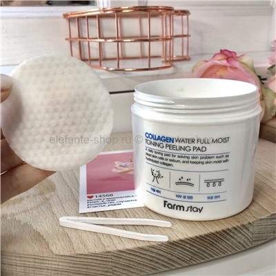 Пилинг-пады с коллагеном Farmstay Collagen Water Full Moist Toning Peeling Pad (78)