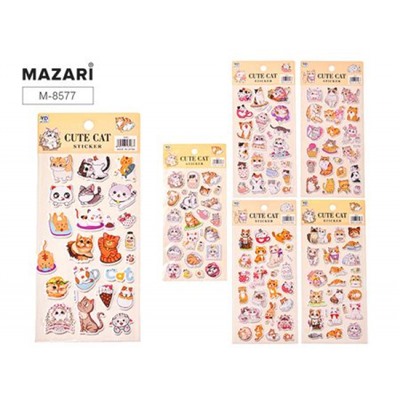 Декоративные наклейки 10х22 см "КОТИКИ" 6 дизайнов М-8577 Mazari