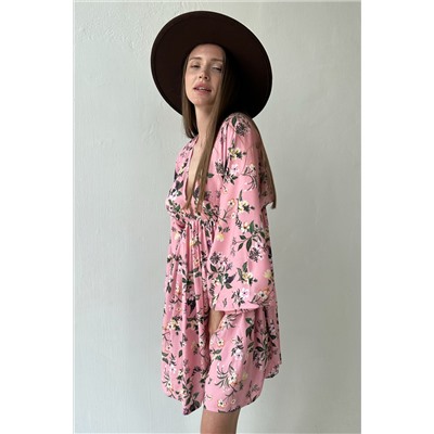 Платье женское  FLOWER030/09/Розовый, зеленый