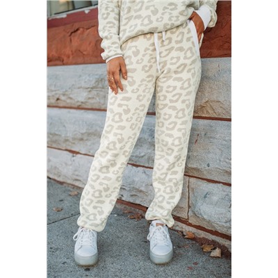 White Leopard Pullover and Drawstring Pants Lounge Set