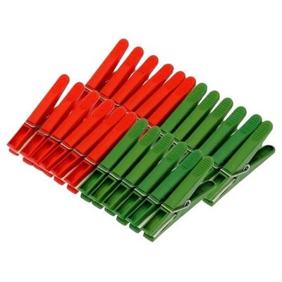 Прищепки пластмассовые красно-зеленые 24 шт/уп.