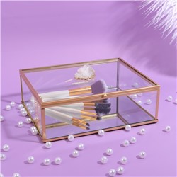 Органайзер для хранения «MOUNTAINS», с крышкой, стеклянный, с зеркальным дном, 1 секция, 20 × 16 × 6,5 см, цвет прозрачный/медный