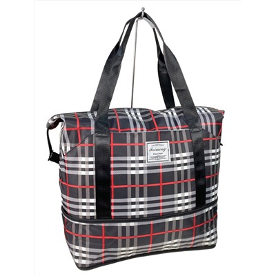 Дорожная сумка из текстиля, цвет черный с красным