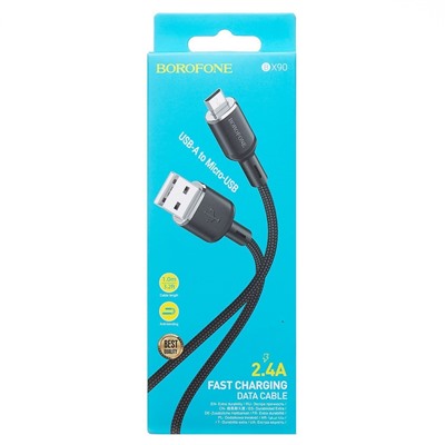 Кабель USB - micro USB Borofone BX90  100см 2,4A  (black)