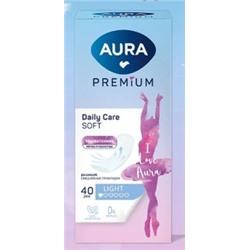 AURA Прокладки женские ежедневные ультратонкие Premium Light 40 шт