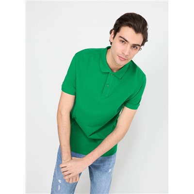 Однотонная футболка-поло Зеленый спортивный