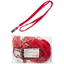 Набор шнурков для бейджа 45 см клип текстиль красный (упак.10шт) (1534099) SILWERHOF