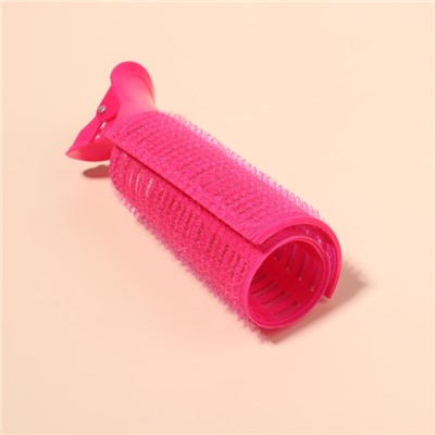 Бигуди для чёлки, с зажимом, d = 3,5 см, 11 см, цвет розовый