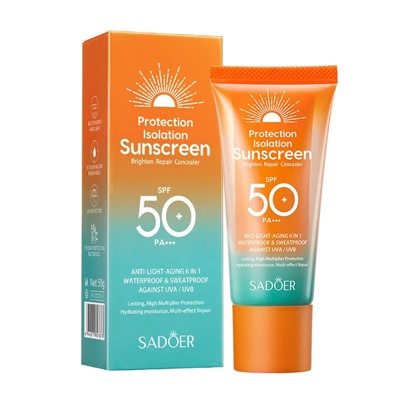 Солнцезащитный водоустойчивый крем для лица и тела SPF 50 Sadoer Sunscreen , 50 мл.