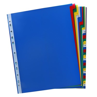 Набор разделителей листов А4+ Office-2000, цифровой 1-31, цветные, пластик 140 мкм