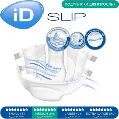 Подгузники для взрослых iD Slip, размер M, 30 шт.