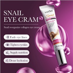 SADOER, Крем омолаживающий для области вокруг глаз с коллагеном и муцином улитки Snail Reorganize Collagen Eye Cream, 20 г