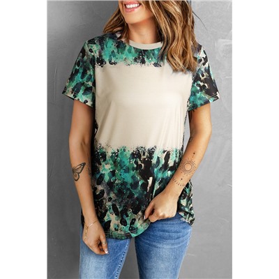 Blank Graphic Leopard Dyed Print T Shirt