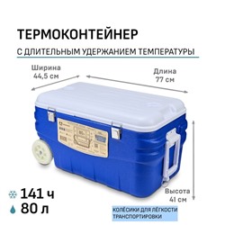 Термоконтейнер "Арктика", 80 л, 77 х 44.5 х 41 см, синий