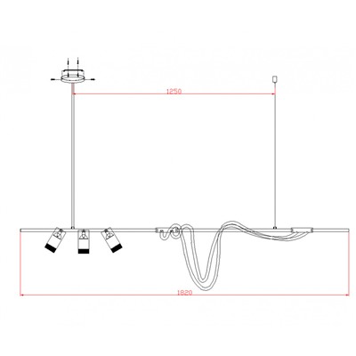 08039-180A,19 Подвес диммируемый Кайли черный L182 h120 Led 2*60W+GU10 3*3W(4000K) с пультом ДУ