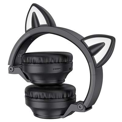 Bluetooth-наушники полноразмерные Borofone BO18 cat ear (повр. уп.) (black)
