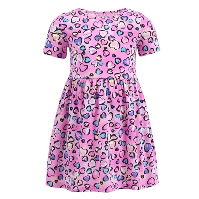 платье 1ДПК3998001н; сердечки леопард на розовом