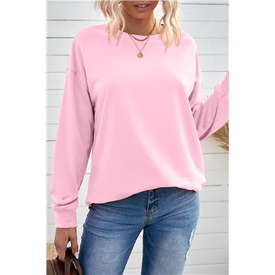 Розовый однотонный пуловер-свитшот