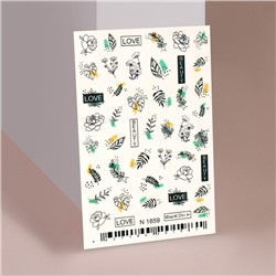 Слайдер - дизайн для ногтей «Папоротник», цвет чёрный/зелёный