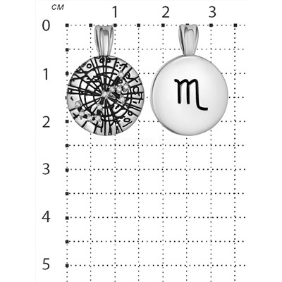Подвеска кулон знак зодиака Скорпион серебро с фианитами и покрытием клиар талисман