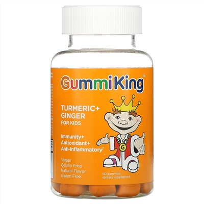 GummiKing, Turmeric + Ginger For Kids, Immunity + Antioxidant + Anti-Inflammatory, Mango Falvor, 60 Gummies