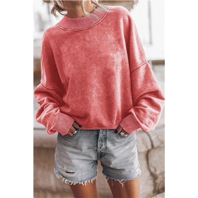 Drop Shoulder Crew Neck Pullover Sweatshirt