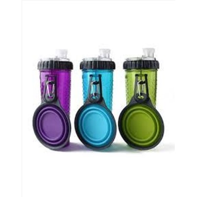 SNACK-DUO PET BOTTLE -Двухкамерная бутылка для еды и воды с силиконовой чашкой