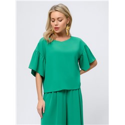 Блуза зеленого цвета с рукавами-воланами