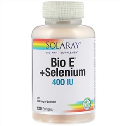 Solaray, Bio ≠ + Selenium, витамин E с селеном, 400 МЕ, 120 капсул