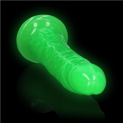 Зеленый люминесцентный фаллоимитатор на присоске - 25 см.