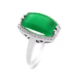 Кольцо из серебра зеленый агат, Флемона