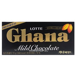Мягкий шоколад Гана Ghana Lotte, Япония, 70 г. Срок до 12.04.2024.Распродажа