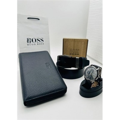 Подарочный набор для мужчины ремень, кошелек, часы + коробка #21177510
