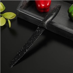 Нож с антиналипающим покрытием Доляна «Зефир», хлебный, лезвие 20 см, цвет чёрный