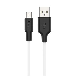 Кабель USB - micro USB Hoco X21 Plus (silicone)  200см 2,4A  (white/black)