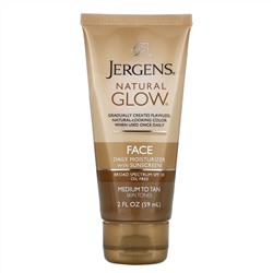 Jergens, Увлажняющий лосьон Natural Glow для ежедневного ухода за лицом, SPF 20, для средних и темных тонов кожи, 59 мл
