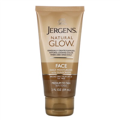 Jergens, Увлажняющий лосьон Natural Glow для ежедневного ухода за лицом, SPF 20, для средних и темных тонов кожи, 59 мл