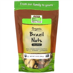 Now Foods, Real Food, органические бразильские орехи, несоленые, 284 г (10 унций)