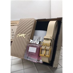 Подарочный набор для женщин ремень, духи, кошелек + коробка #21177538