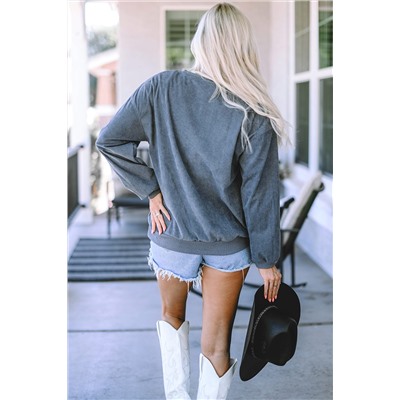 Gray Saddle Up Corded Graphic Sweatshirt