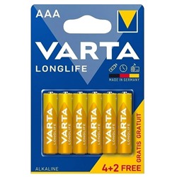 Батарейка AAA Varta LR03 Longlife (6-BL) (60/300)