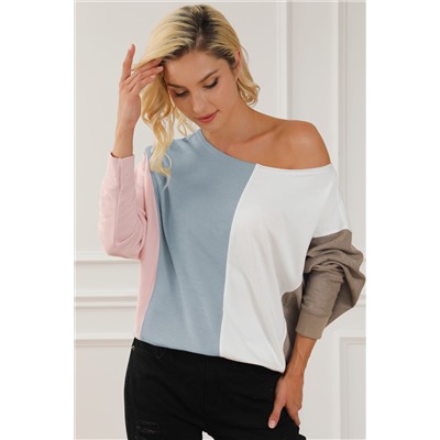 Multicolour Colorblock Dolman Sleeve Sweatshirt