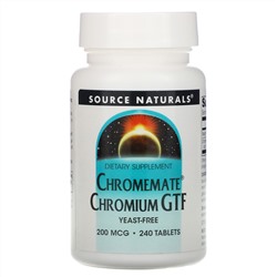 Source Naturals, Chromemate, GTF, хром, 200 мкг, 240 таблеток