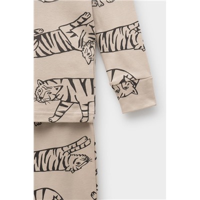 Пижама для мальчика Crockid К 1552 темно-бежевый, тигры