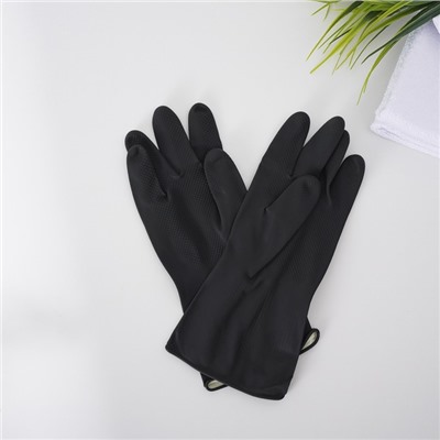 Перчатки хозяйственные латексные Доляна, размер L, защитные, химически стойкие, 60 гр, цвет чёрный