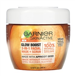 Garnier, SkinActive, Glow Boost 2-In-1 Facial Mask + Scrub, 6.76 fl oz (200 ml)