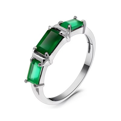 Кольцо из серебра зеленый агат, Андреа