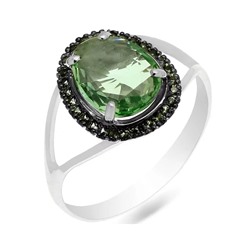Кольцо из серебра зеленый аметист, СЦ-1446