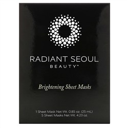 Radiant Seoul, осветляющая тканевая маска, 5 шт., по 25 мл (0,85 унции) каждая